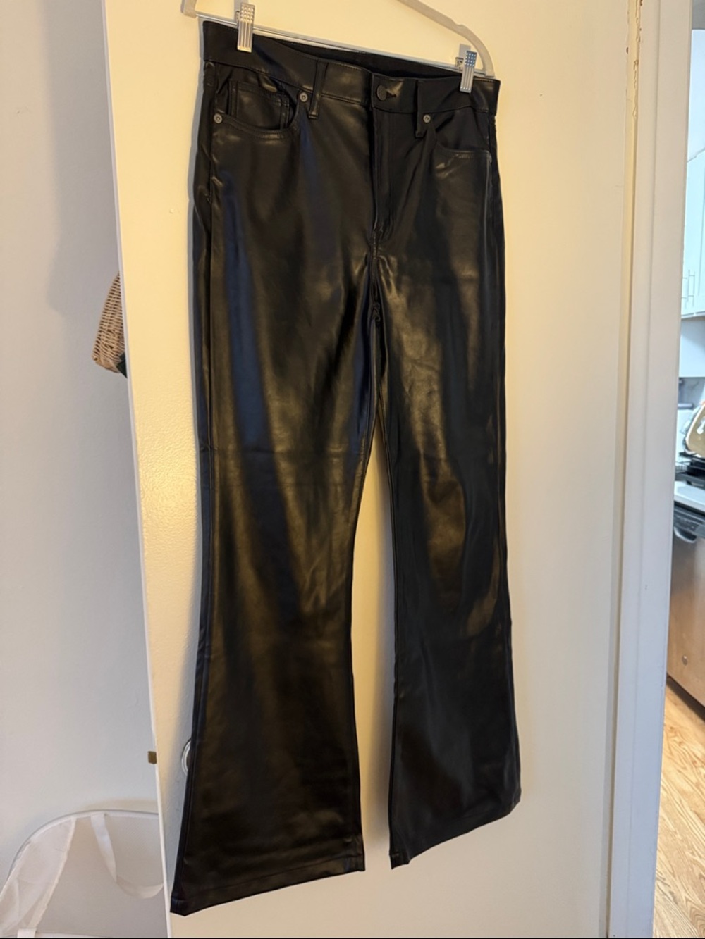 Black Faux Leather Flared Women’s Jeans